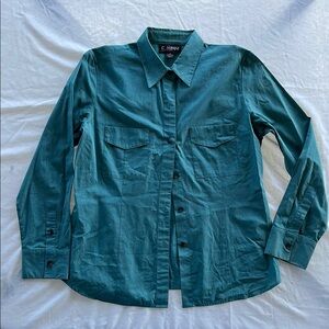 Company by Ellen Tracy 90s Teal Button Down Shirt size 12